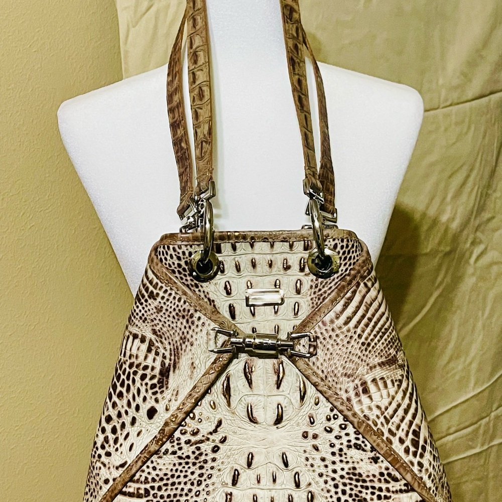 SWANK Women's Tan Crocodile-Embossed Bag - Picture 2 of 3